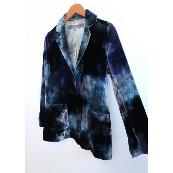 RAQUEL ALLEGRA Velvet Silk Single Breasted Tie Dye Blazer Jacket SSENSE 1 S $800 - Picture 4 of 16